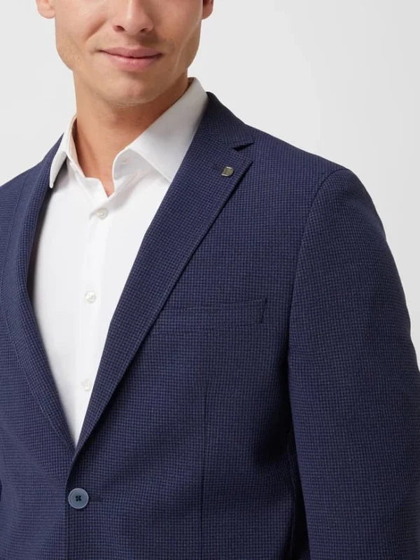 Schlussverkauf ? DIGEL Slim Fit 2-Knopf-Sakko Mit Hahnentritt-Dessin Modell ‘Kristo’ – Royalblau ? 4