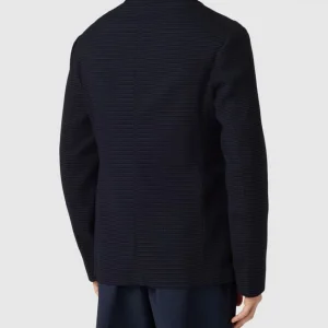 Aktion ? Emporio Armani 2-Knopf-Sakko Mit Strukturmuster Modell ‘Blazer Paspel’ – Marineblau ? 15