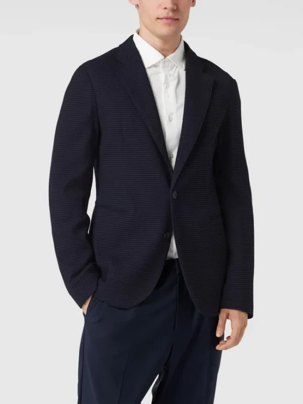 Aktion ? Emporio Armani 2-Knopf-Sakko Mit Strukturmuster Modell ‘Blazer Paspel’ – Marineblau ? 5